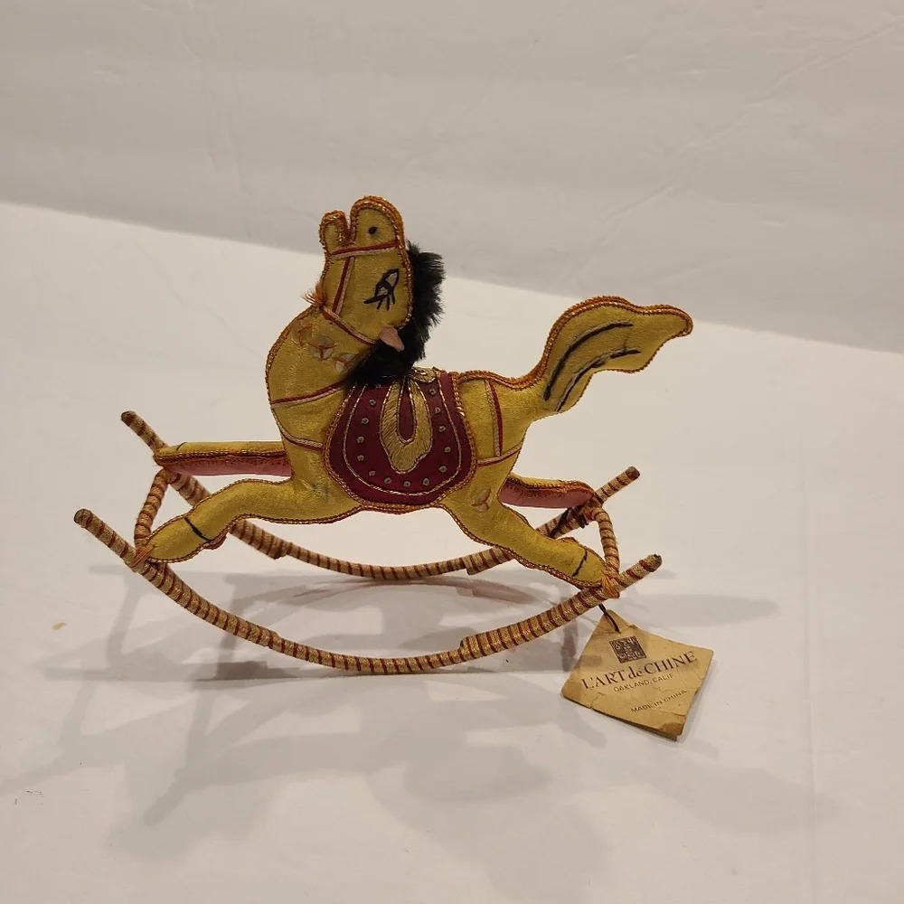 Elegant Gold and Red Rocking Horse Decor